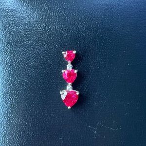 10k Yellow Gold Ruby Triple Heart Pendant Signed THL 1.2g